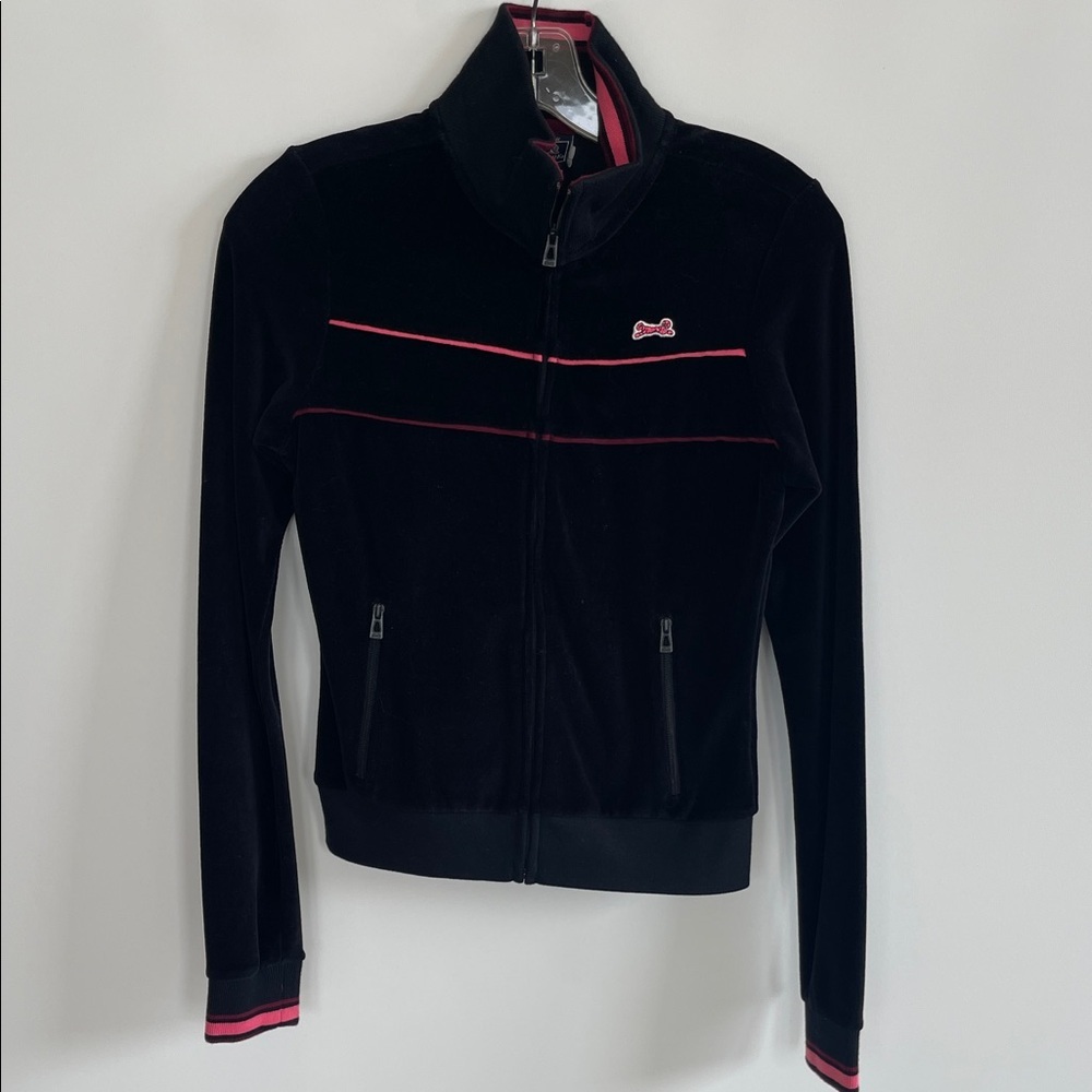 Le Tigre Black Bomber Jacket with Pink Highlights Size Small